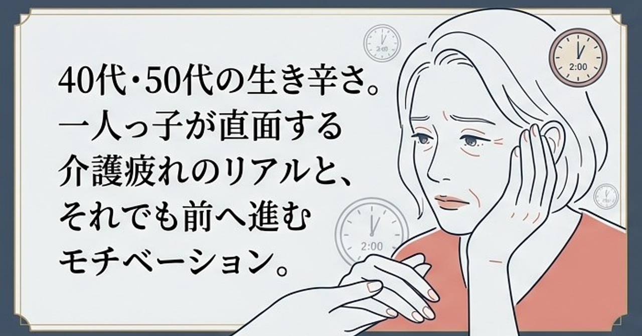 40代・50代の生き辛さ。女性一人っ子が直面する「介護疲れ」のリアルと、それでも前へ進むモチベーション。助けになる保険、制度、サービス