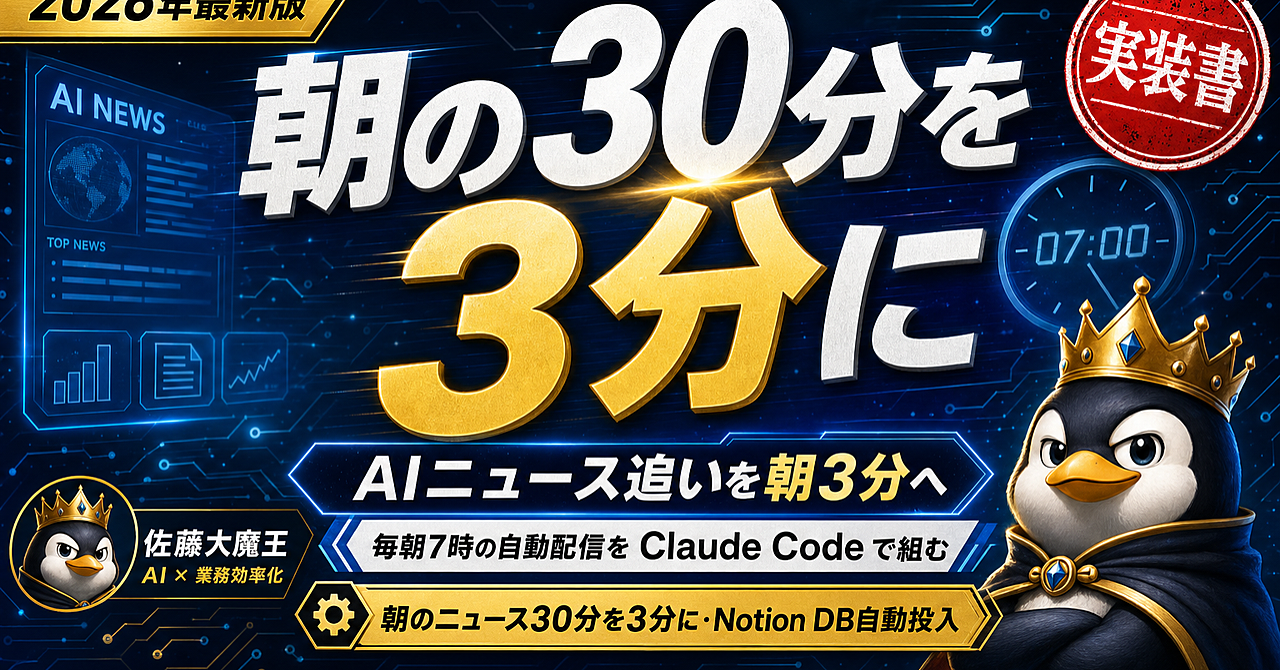 Notion×Claude Codeで朝のAIニュース追いを3分にする実装書