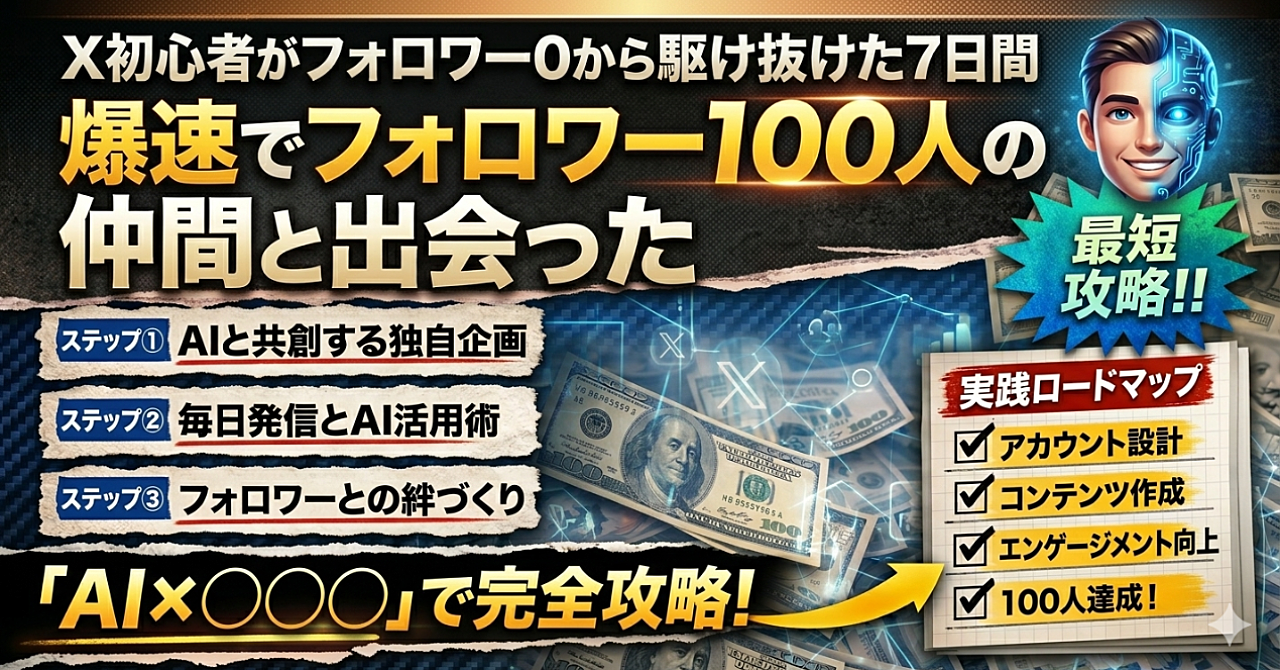 「AI×〇〇〇」！？駆け抜けた7日間。フォロワー0の初心者が、最短ルートで100人の“仲間”に出会ったXの攻略法