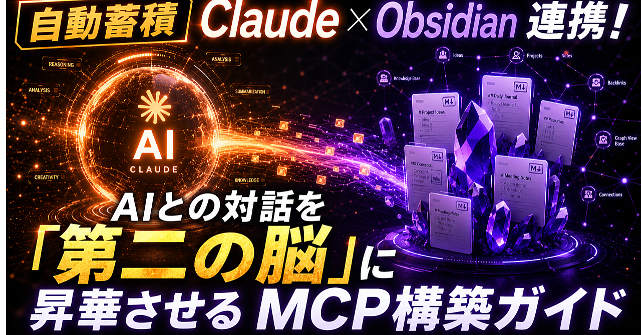 【自動蓄積】Claude×Obsidian連携！AIとの対話を「第二の脳」に昇華させるMCP構築ガイド