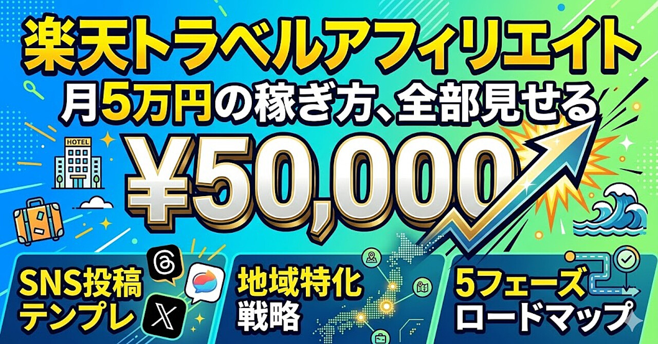 楽天トラベルアフィリエイト完全攻略マニュアル月5万〜10万円を再現性高く稼ぐ、全戦略を一冊に凝縮