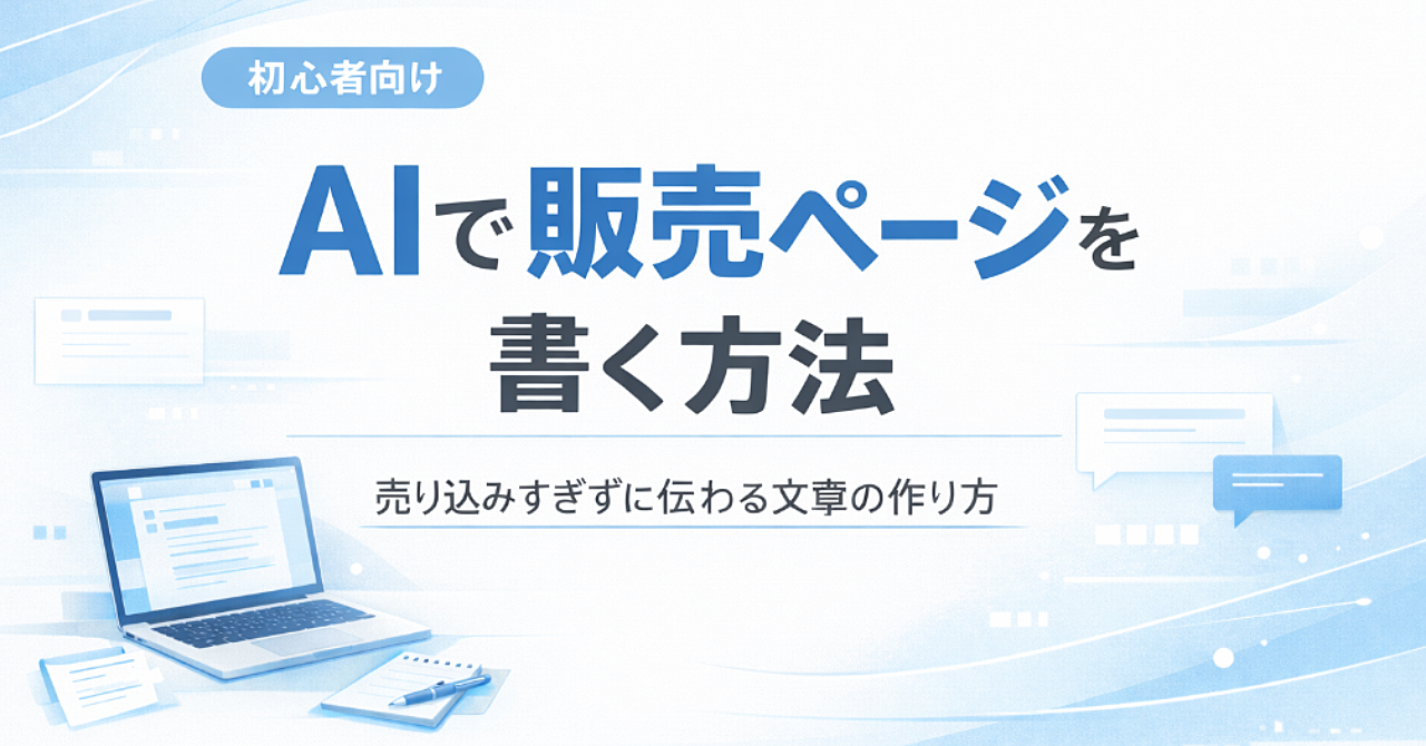 AIで販売ページを書く方法【初心者向け】
売り込みすぎずに伝わる文章の作り方