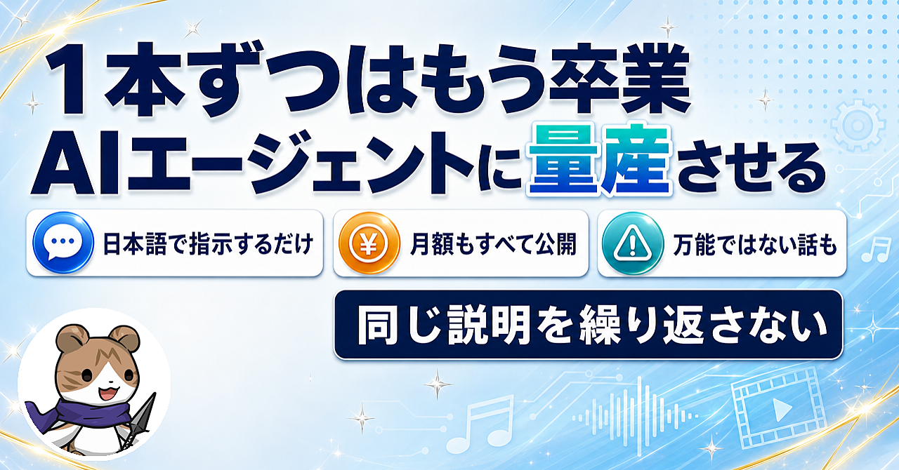 BGM動画を1本ずつ作るのをやめて、AIエージェントに量産してもらう仕組みのアイキャッチ画像