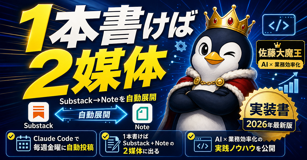 Substack記事をNoteへ自動横展開する｜Claude Code実装書