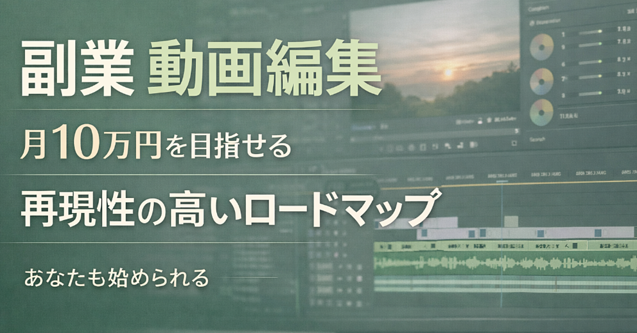 スキル無しアラサーが稼げた再現性の高い副業〜動画編集で月10万円ロードマップ〜