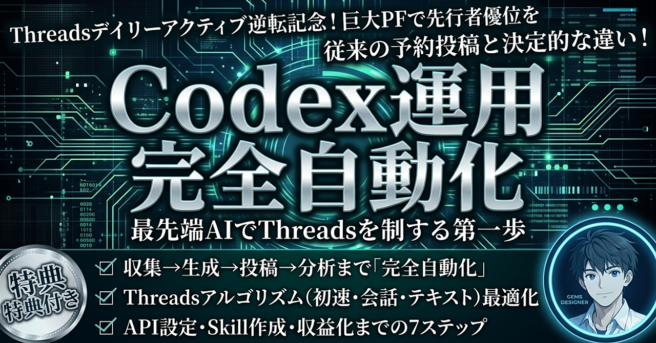 CodexでThreadsのAI情報アカウントを自動運用する方法【先行者優位】