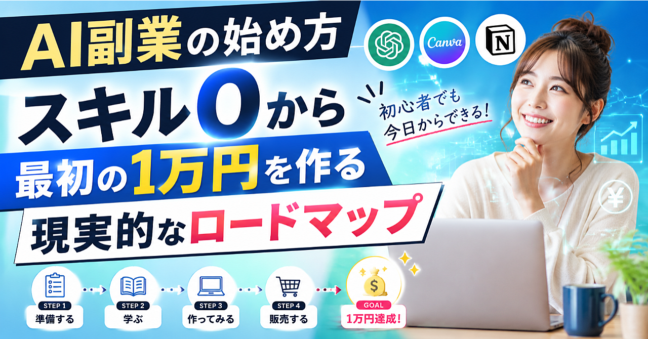 【AI副業の始め方】スキル0から最初の1万円を作る現実的なロードマップ