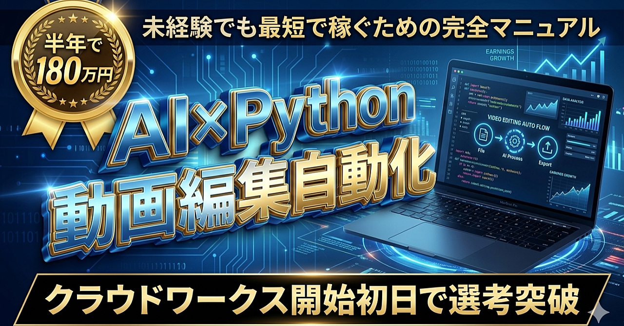 【実録】AI×Pythonで動画編集を自動化し、クラウドワークス開始初日で選考を勝ち取った戦略のすべて