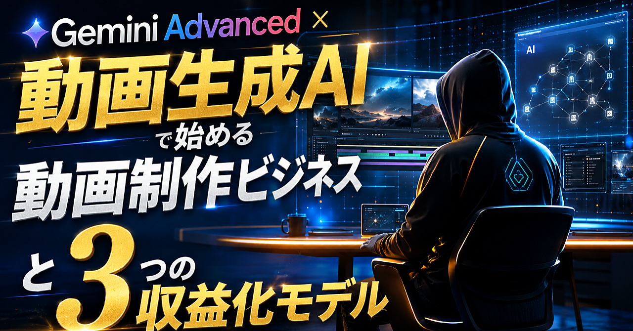 ​【完全版】Gemini Advanced×動画生成AIで始める、顔出し不要の動画制作ビジネスと3つの収益化モデル