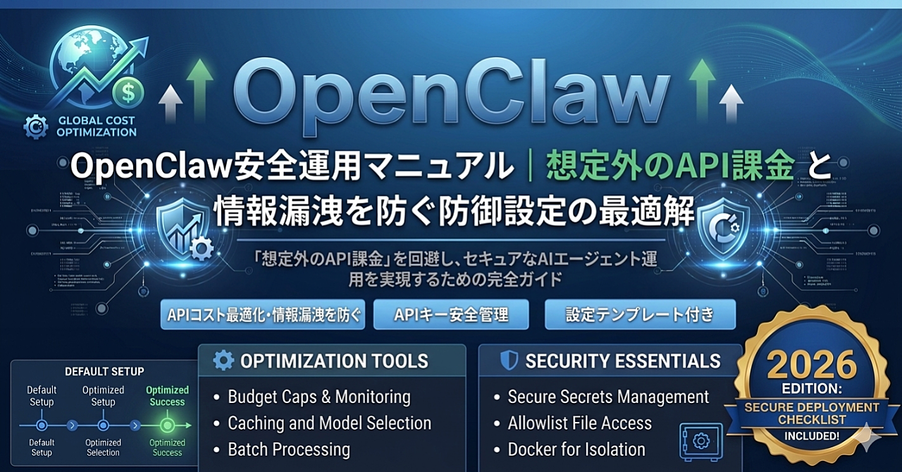 OpenClaw安全運用マニュアル 想定外のAPI課金と情報漏洩を防ぐ防御設定の最適解