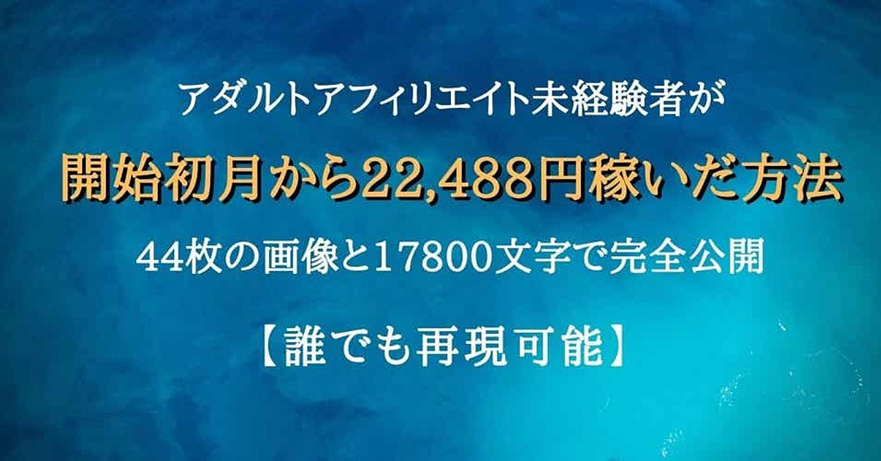 【アダルトアフィリエイト】未経験者が開始初月から22488円稼いだ方法を44枚の画像と17800文字で完全公開【誰でも再現可能】