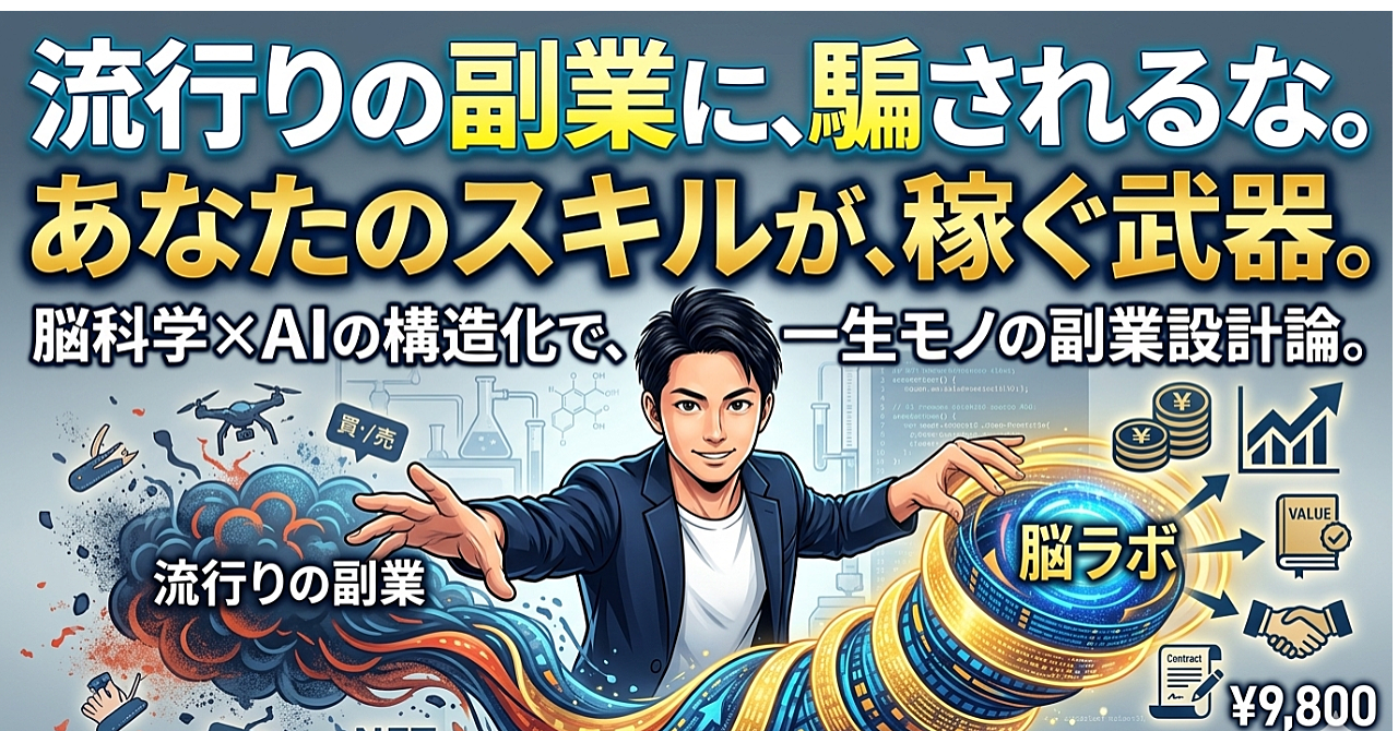 流行りの副業ではもう稼げない。独自の分析スキルを『稼ぐ力』へ変換する、一生モノの副業設計論。