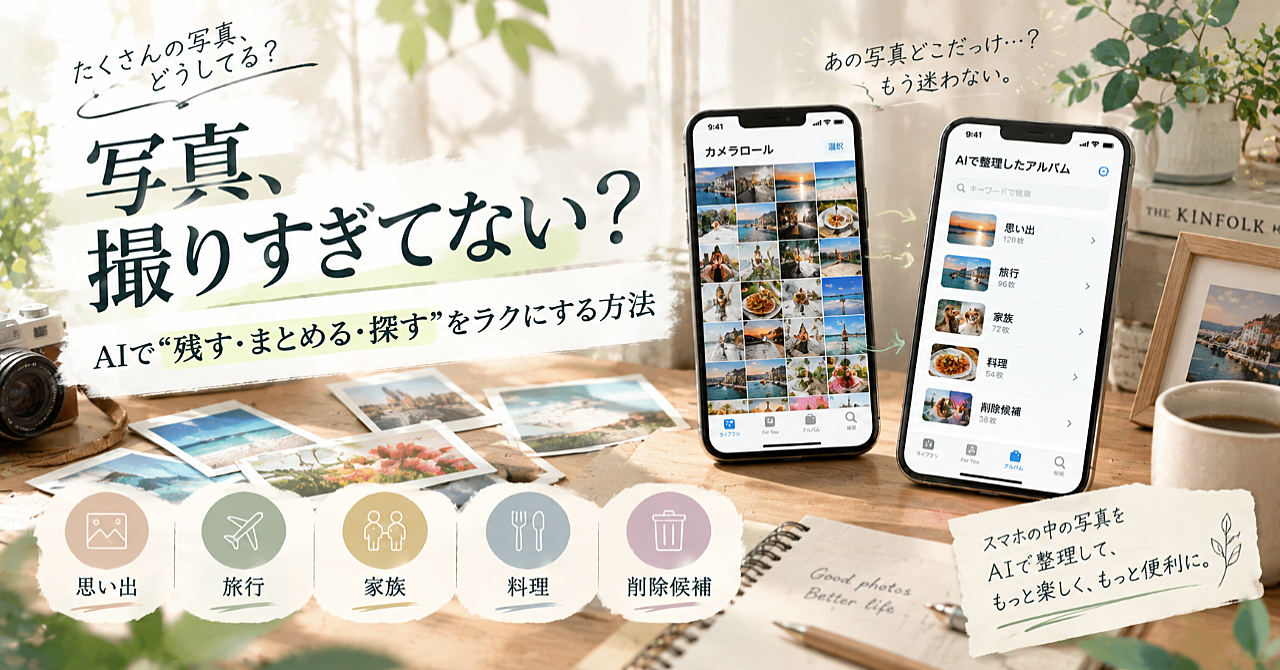 「写真、撮りすぎてない?」AIで“残す・まとめる・探す”をラクにする方法のアイキャッチ画像