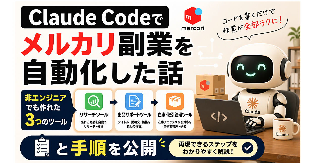 Claude Codeでメルカリ副業を自動化した話【非エンジニアが3つのツールを作るまでの全記録】