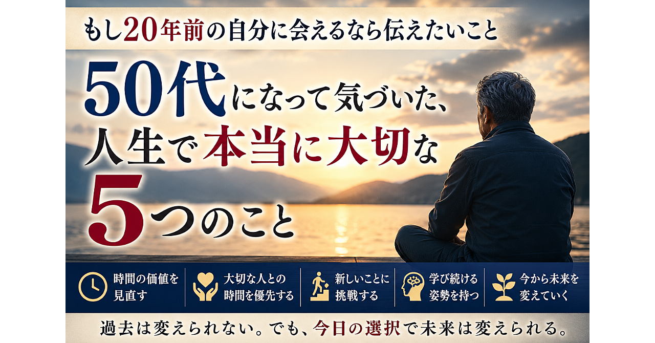 もし２０年前の自分に会えるなら伝えたいこと｜５０代になって気づいた、人生で本当に大切な５つのこと