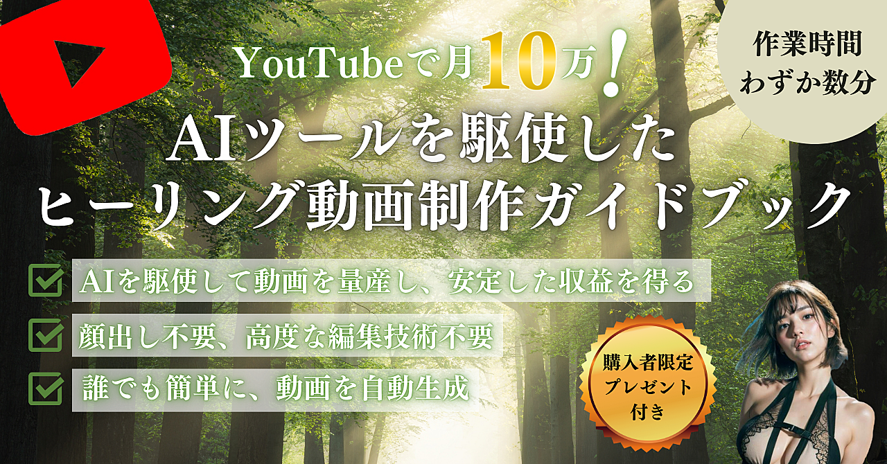 YouTubeで月10万！AIツールを駆使したヒーリング動画制作ガイドブック 