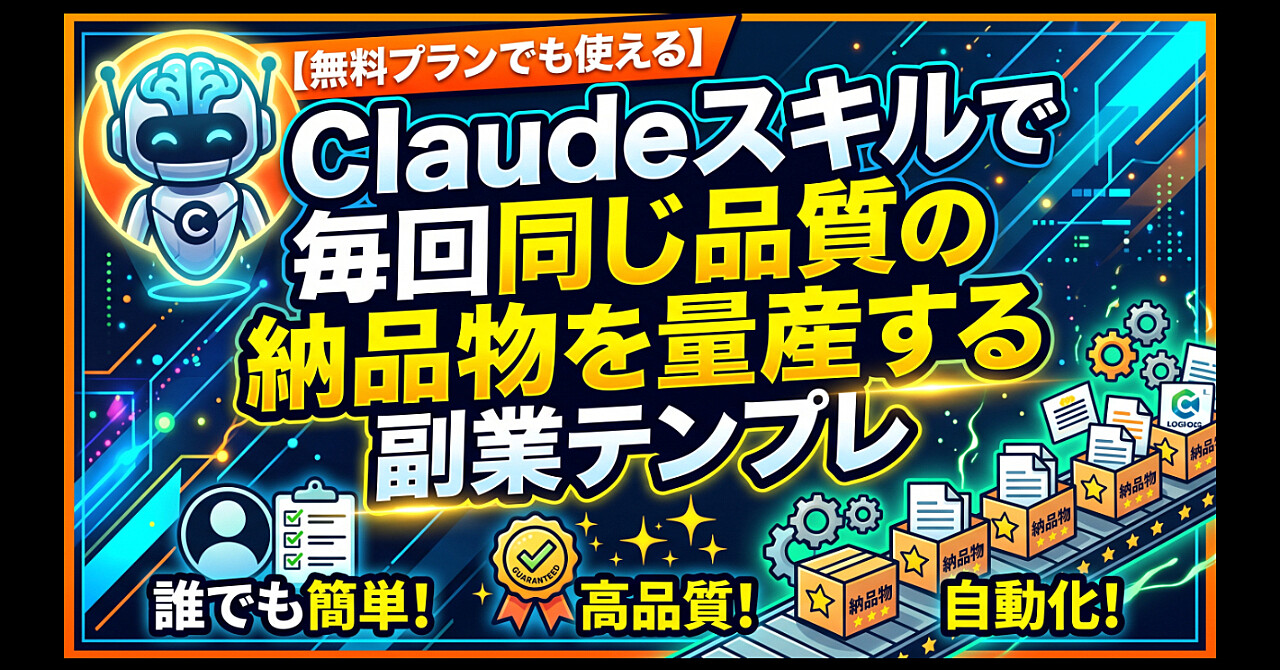 無料プランでも使える|Claudeスキルで毎回同じ品質の納品物を量産する副業テンプレのアイキャッチ画像