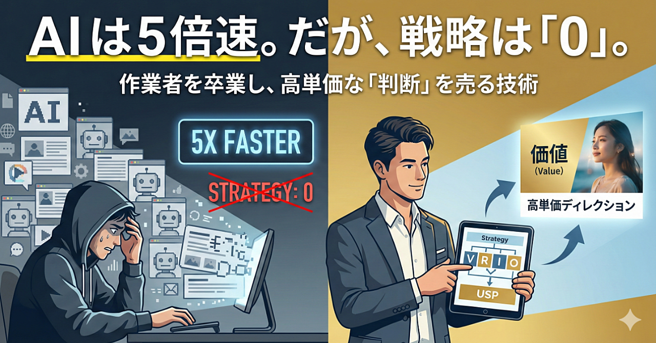 【AI格差を突破せよ】制作効率5倍、単価3倍。AIを「奴隷」化し、高単価案件を独占する「上流ディレクション」の極意