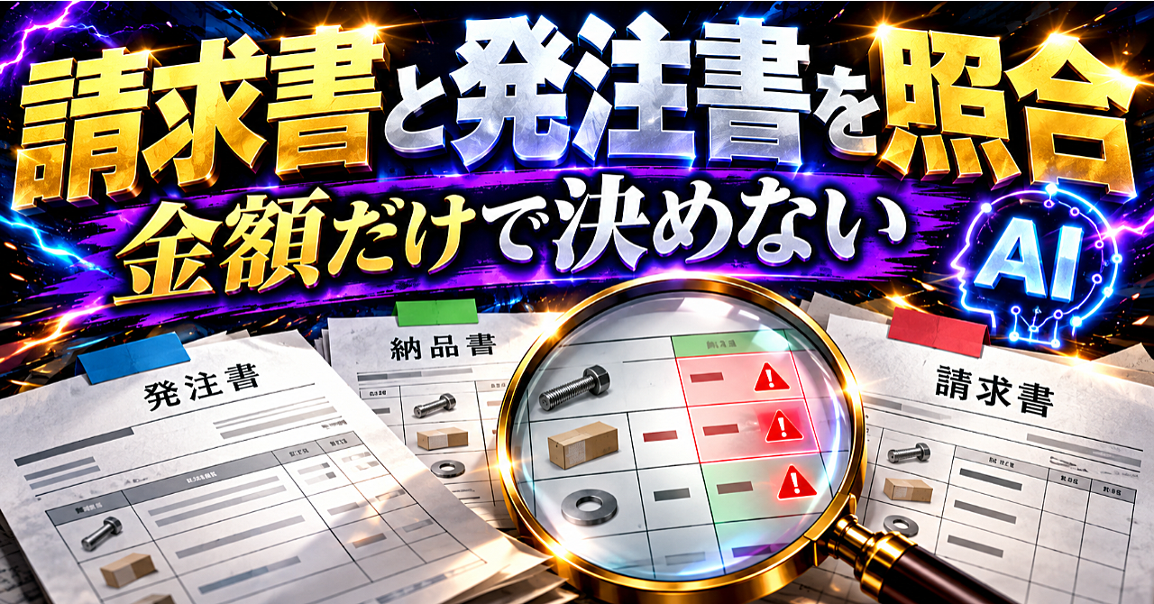 【AIで請求書と発注書を照合する】金額だけで決めない、差異の見つけ方と確認表のアイキャッチ画像
