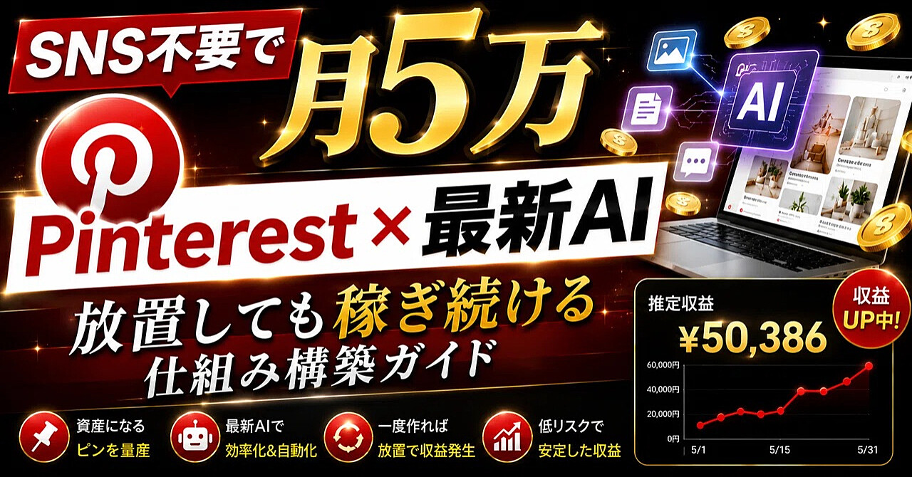 【SNS不要で月5万】Pinterest × 最新AI｜放置しても稼ぎ続ける仕組み構築ガイド