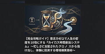 【完全攻略ガイド】意志力ゼロで人生の密度を10倍にする「カイロス時間創出システム」〜忙しさに支配されたクロノスから抜け出し、体験に投資する環境構築術〜