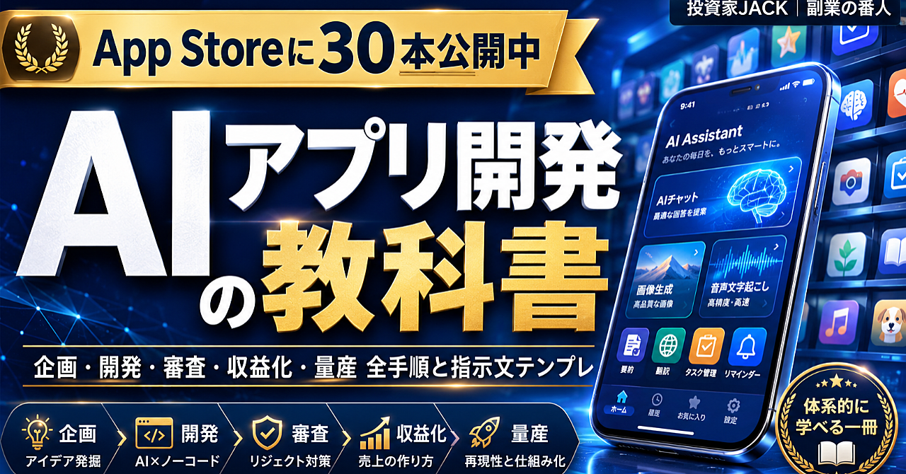 AIアプリ開発の教科書｜30本リリースした投資家の「全手順と指示文テンプレ」