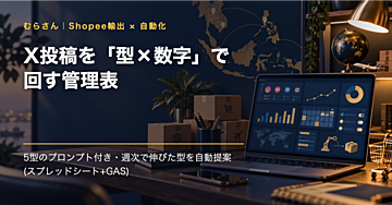 X投稿を「型×数字」で回す管理表|5型のプロンプト付き・週次で伸びた型を自動提案(スプレッドシート+GAS)