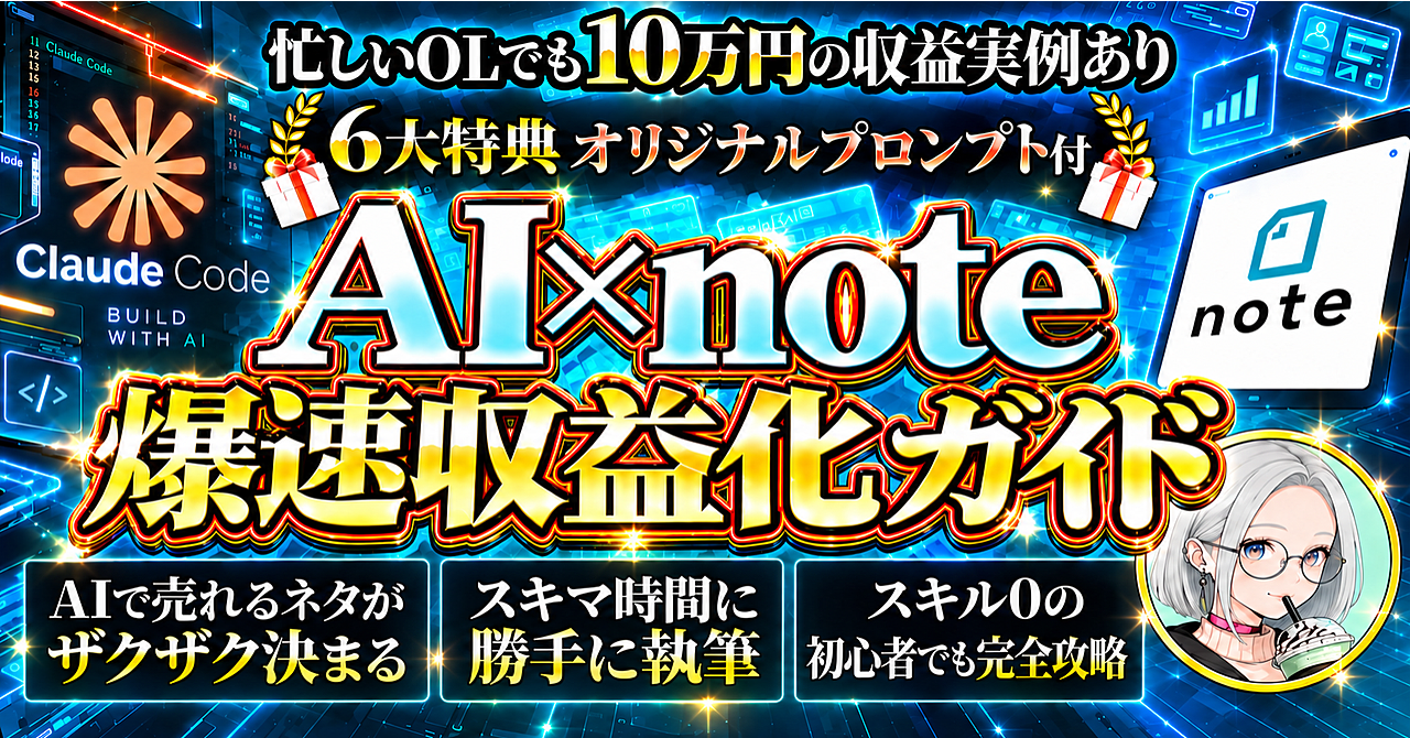 【Claude Codeを使ってサクッと収益化!】AIxnote爆速ガイドのアイキャッチ画像